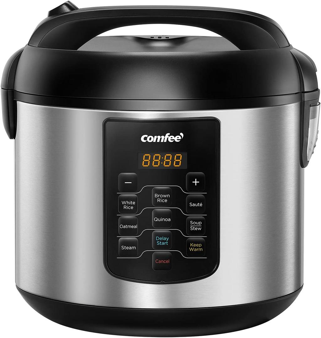 COMFEE' Rice Cooker 10 cup Uncooked/20 cup Cooked, Rice Maker, Steamer, Saute, Steamer and Warmer, 5.2 QT Large Capacity, Brown Rice, Quinoa and Oatmeal, 8 One-Touch Programs