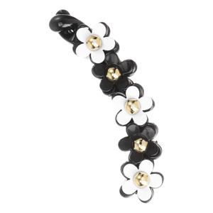 Lurrose Flower Hair Clip Banana Barrette Toothed Hair Claw Acrylic Floral Ponytail Holder Strong Tension Accessory for Women Girls Party Work