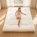 Japanese Floor Futon Mattress,4 Inch Memory Foam Mattress Topper Full,2 Inch Firm Cooling Gel Memory Foam and 2 Inch Soft Down Alternative for Back Pain Relief,Medium Support,Beige