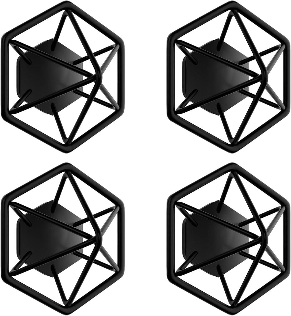 LiaMeE Coat Hooks Wall Mount for Hanging, Heavy Duty Towel Hooks for Bathrooms, Decorative Wall Hooks for Living Room, Bedroom, Entryway (Black, 4Pcs)