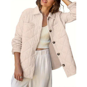 Danedvi Womens Casual Lapel Collared Lightweight Quilted Jackets Fall Winter Warm Loose Puffer Outerwear M