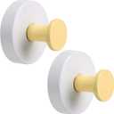 Suction Cup Hooks for Shower No-Drill Bathroom Hooks for Towels, Robes, Loofah Mountable on Bathroom Walls, Kitchen, Glass, Mirrors, Tile and Smooth,Non-Porous Surfaces (2, Lemon Yellow White)