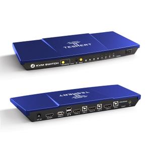 USB-C HDMI KVM Switch 1 Monitor 4 Computers, 4K@60Hz KVM Switches for 4 PCs Sharing Monitor Keyboard Mouse, with EDID L/R out HDR10 Dolby Vision USB Auto Scan IR Hotkey switch, Includes cables