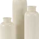 Small Beige Ceramic Vase Set of 2, Boho Modern Beige Flower Vase Room Decor, Farmhouse Decor, Vases for Your Kitchen, Bathroom, Bedroom, Living Room, Office&Shelf Centerpiece Table Decorations