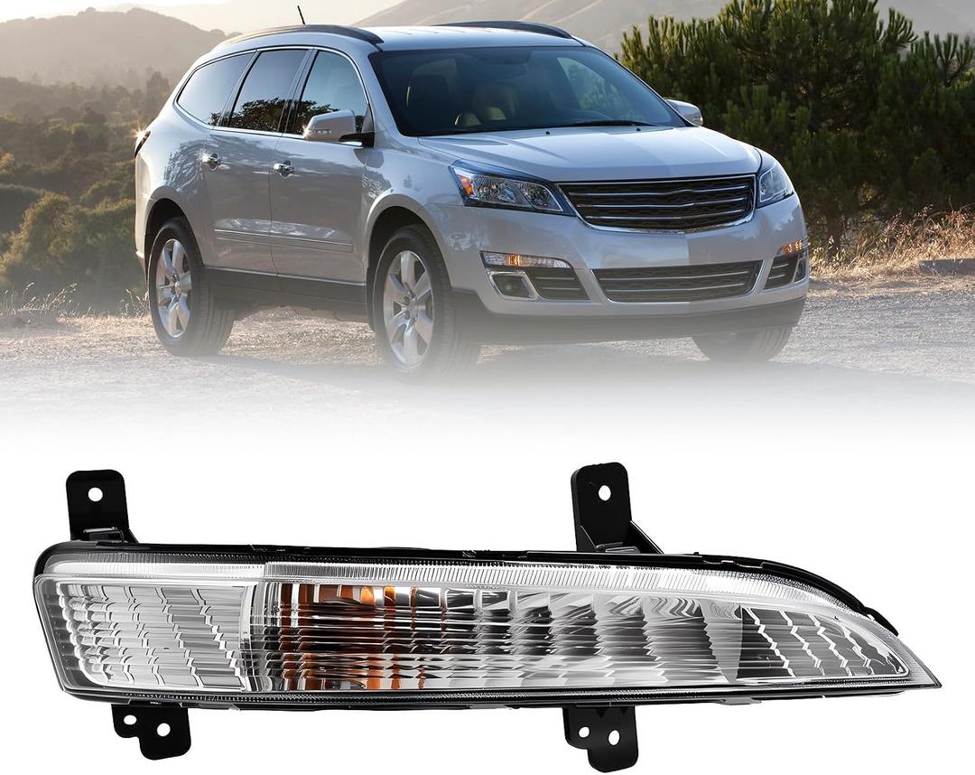 Right Turn Signal Light Assembly Compatible with Traverse LS LT LTZ Premier 2013-2017 Passenger Side Marker Park lamp W/Bulb Front Bumper Running Light GM2531135 23305609