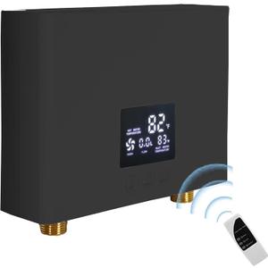 Electric Tankless Water Heater 3000W 110V Constant Temperature Instant Hot Water Heater with Remote Control Digital Display On Demand BLACK(With Plug)