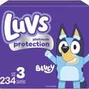 Luvs Size 3 Baby Diapers, Platinum Protection Bluey Diapers for Day & Night, Size 3, 234 Count (Packaging May Vary) (Size 3)