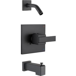 Shower Faucet Trim Kit for 13/14 Series, Shower Arm, Shower Handle& Tub Spout, (Valve& Catridge Not Inclued), Matte Black