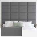 Upholstered Wall Mounted Headboard, 3D Soundproof Wall Panels Peel and Stick Headboard for Queen Size, Reusable and Removable Tufted Bed Headboards in Dark Grey(9 Panels, 10" x 24")