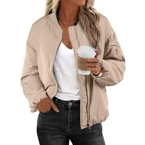 EVALESS Puffer Jackets for Women Zip Up Oversized Bomber Jackets Winter Outfits for Women Dressy Causal (XX-Large, Beige)