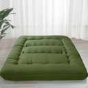 MAXYOYO 6" Extra Thick Japanese Floor Mattress Futon Mattress, Foldable Tatami Pad for Adults, Roll Up Floor Bed for Guest Room Bedroom RV, Green, Queen