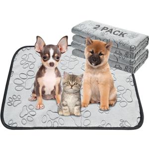 Qeils Reusable Puppy Pads, 2 Pack Washable Pee Pads for Dogs, Waterproof Non Slip Wee Wee pad, Absorbent and Leakproof Training Mats for Potty, Crate, Playpen, Bed, Sofa, 18"x 24" (Light Gray)