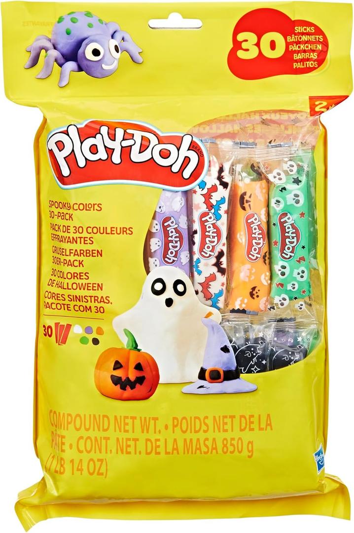 PLAY-DOH 30 Pack Spooky Colors, Individually Wrapped 1 Ounce Sticks for Halloween, Trick or Treat, or Fall Seasonal Arts & Crafts for Kids 2+