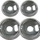 4 Pack Stainless Steel Reflector Bowls Universal Drip Pan Kits Gas Stove Burner Rings Replacement for Amana Crosley Frigidaire Maytag Whirlpool Two 6-Inch and Two 8-Inch