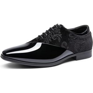 Bruno Marc Men's Dress Tuxedo Shoes Classic Patent Velvet Lace-up Formal Caden Oxford (10.5, Black)