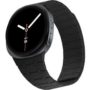 Magnetic Band Compatible with Samsung Galaxy Watch 8 Band 40mm 44mm/Galaxy Watch 8 Classic 46mm(2025), Silicone Sport Strap for Women Men, Black