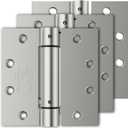 3 Pack Self Closing Door Hinges, 4.5" x 4.5" Spring Loaded Hinges with Square Corners, Adjustable Tension for Garage, Front Door, Back Door, for Left and Right Hand Door, UL Listed (Brushed Nickel-square)