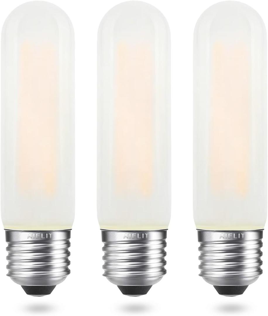 T10/T30 Frosted LED Light Bulb 40 Watt Equivalent, Warm White 2700K, 400 LM, E26 Standard Base, 4W Dimmable LED Tube Bulbs, Classic Filament Edison Bulb for Pendant Lights Chandelier, 3-Pack