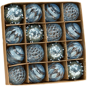 Christmas Ornaments Set 16PCS Shatterproof Rustic Farmhouse 2.4 Inch Hanging Balls Ornaments for Tree Party Holiday