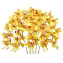 IPOPU Yellow 5 Pcs Artificial Orchids That Look Real Real Touch Latex Orchid Fake Flowers for Living Room Bathroom Kitchen Wedding and Engagement Centerpiece Arrangement