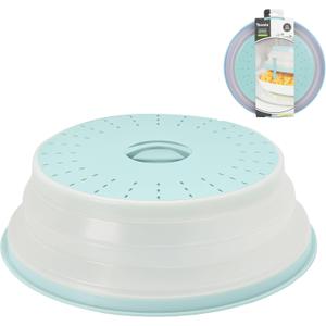 Tovolo Large Microwave Splatter Cover Blue Haze 13 inch Collapsible Silicone Splatter Cover for Extra Large Microwaves, Dishwasher Safe Vented Plate Guard BPA Reheating Cover for Food