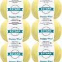Estako Happy Wool (6 Skeins Pack) 40% Merino Wool 20% Cashmere Type Polyamide 40% Acyrlic Fingering Weight Soft Knitting and Crochet Yarn (6 x 1.76 oz) (6 x 191 yds) (8033 - Lemon)