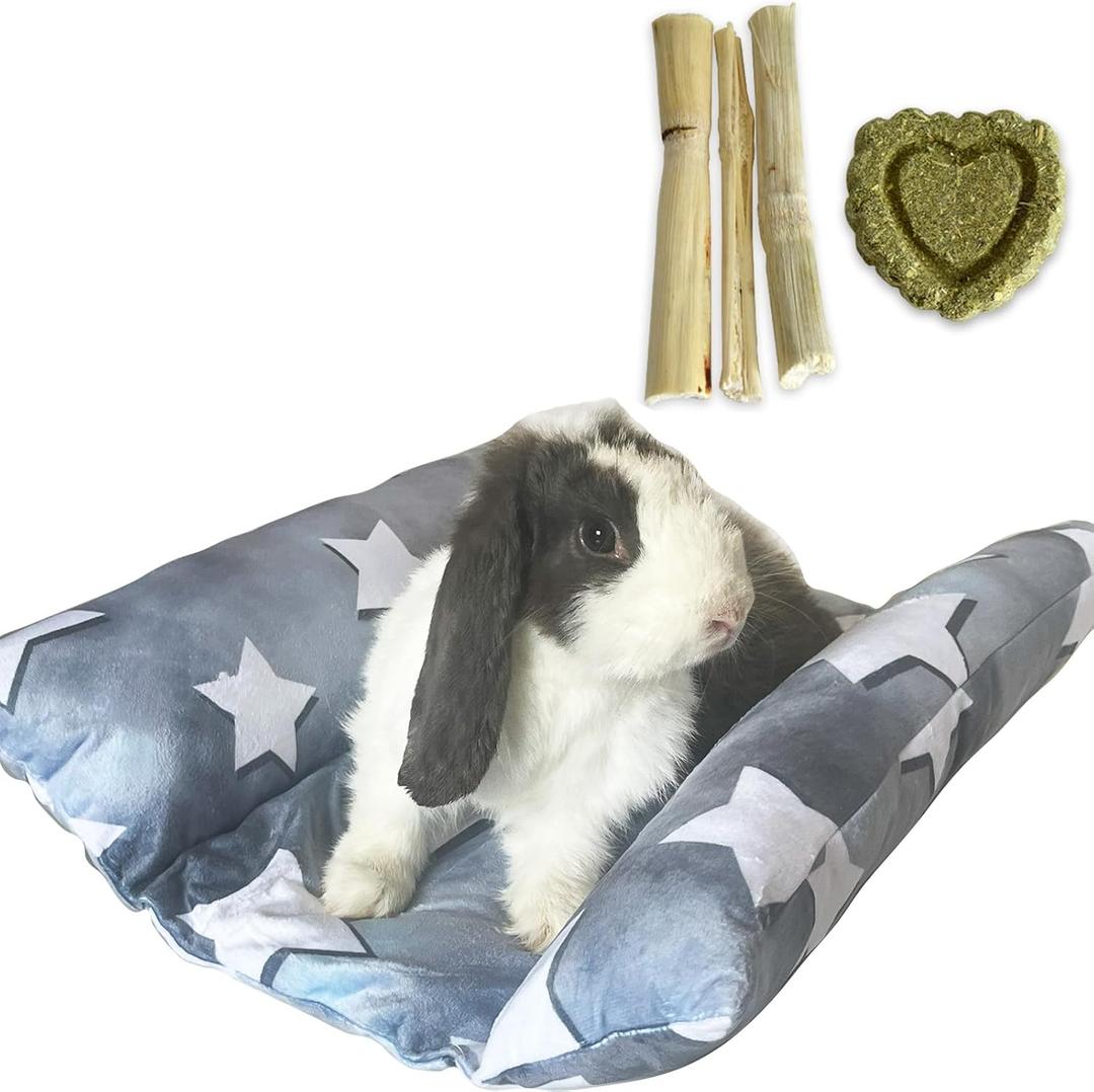 16.5 X 18in Removable and Washable Soft Rabbit Concave Bed, Thickened and Softer Bunny Bed, Double-Sided Plush Rabbit Beds,Small Beds for Animals Indoor,Gray (Gray)
