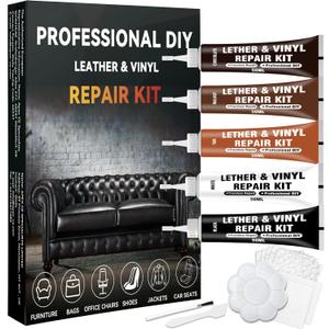 Leather Repair Kit for Furniture, Leather Seat Repair Kit for Cars, Vinyl Repair Kit for Sofa, Purse and Jacket, Restore Any Material, Fix Scratches, Tears, Holes and Peeling with Easy Instructions
