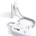 Cruise Essentials 2025,One Beat Travel Power Strip with USB C,Flat Plug Extension Cord with 3 Outlets 4 USB Ports(2 USB C),5 ft Desk Wall Outlet Extender,Non Surge Protector for Cruise,Dorm Room,ETL (White)