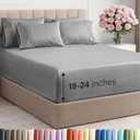 Extra Deep King Sheet Set - 6 Piece Breathable and Cooling Sheets - Hotel Luxury Bedding for Women, Men, Kids & Teens - Easy & Secure Fit - Soft and Wrinkle Free - Extra Deep Pockets - Heathered Grey