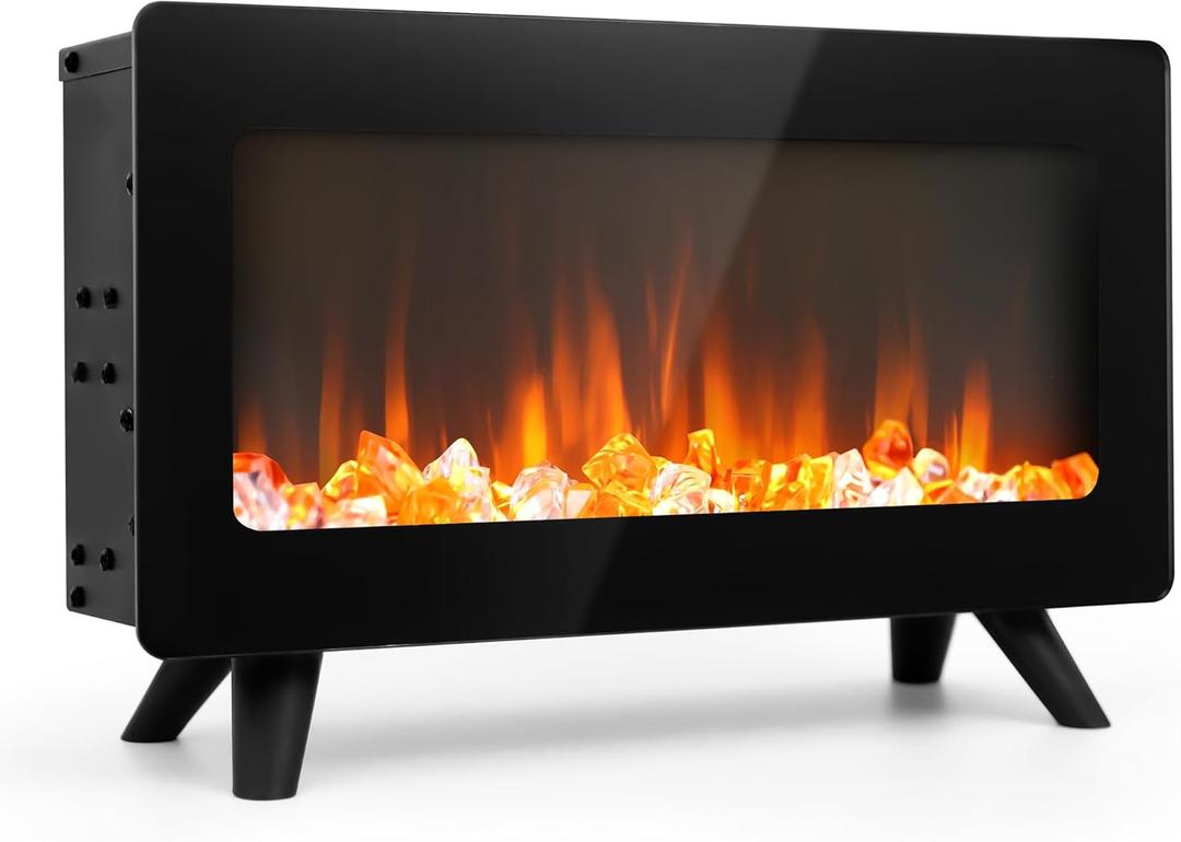 16" Freestanding Electric Fireplace Heater - Fire Places Electric Fireplace Stove with Realistic LED 3D Flames, Infrared Heater Indoor, Small Space Heater, 1500W, Overheating Protection (16"W X 10"H)