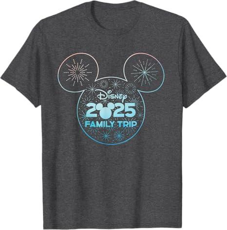 Disney Mickey Mouse Icon Fireworks Vacation Family Trip 2025 T-Shirt Small
