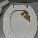 Angol Shiold Wood Toilet Seat, Zinc Alloy Hinges (Elongated, White)