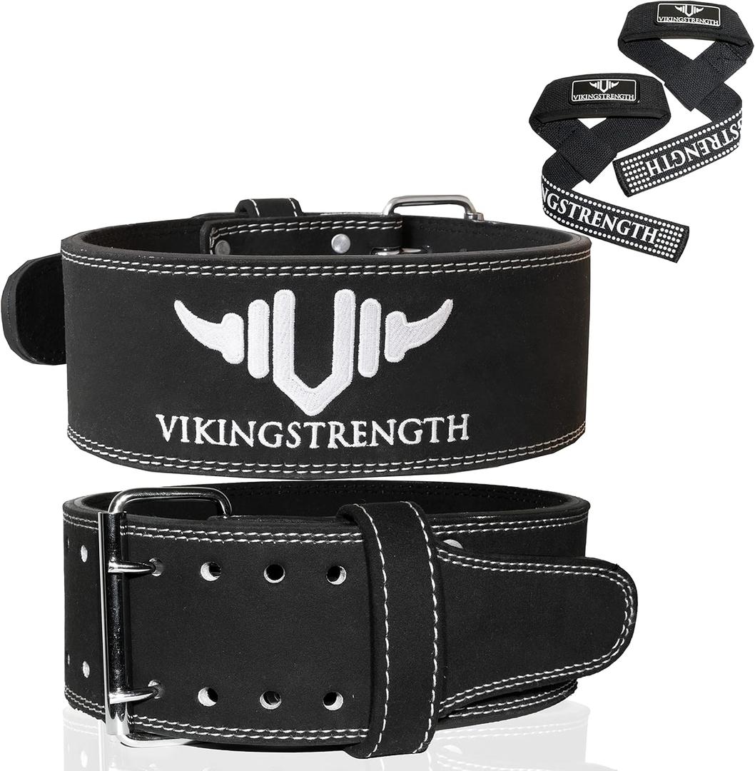Premium Weight Lifting Belt with Lifting Straps, Gym Weightlifting Belt for Men and Women, perfect for Squat, Powerlifting, Crossfit and Deadlifting 4XL + V-Strength Workout App