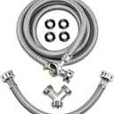 Steam Dryer Hose Installation Kit - 6 Ft 90 Degree Elbow Stainless Steel Hose,1ft Inlet Adapter And Y Connector, Fits All Normal Household Water Supply Lines by TOMOON