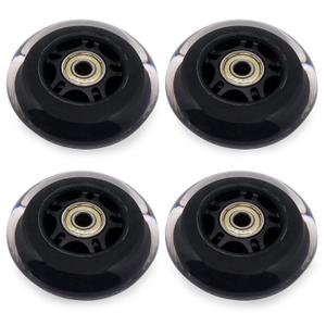 Inline Skate Wheels With Bearings, 3 Inch Roller Blade 76mm Outdoor and Indoor Clear Wheels for Office Chairs, Luggage (4 Pack, Black)