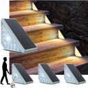 Motion Sensor Solar Step Lights Outdoor Waterproof, 10 Led Solar Stair Lights for Outside, Motion Detector Light Solar Power for Pathway/Deck/Walkway/Drivway/Lawn/Garden(4PC)