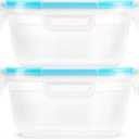 Snapware Total Solution (Pack of 2) Plastic Food Storage Containers Set, Leakproof & Airtight Locking Lids Round Tupperware, Non-Toxic BPA-Free Lids, Microwave Dishwasher Freezer Safe