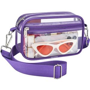 Bagenius Clear Bag for Stadium Events Clear Purse with Removable Strap Transparent Bag for Concert and Sport Events (Purple)