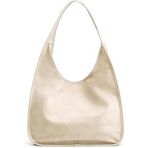 NEWBELLA Hobo Purse, PU Leather Shoulder Bag, Tote Handbag for Work and Travel (Beige)