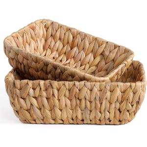 Small Wicker Baskets for Organizing 2 Pack, Hand Woven Baskets for Storage, Towels and Toilet Paper Organization, Woven Gift Basket,Countertop Baskets Set for Organizing