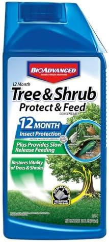 BioAdvanced 12 Month Tree and Shrub Protect and Feed, Concentrate, 32 Oz, Insect Killer and Fertilizer & Plant Food