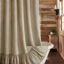 Farmhouse Shower Curtain with Ruffle Hem Linen Flax Khaki Shower Curtains for Bathroom Country Vintage Rustic Natural Fabric, 72" W x 72" L