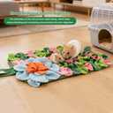 Rabbit Foraging Mat, 18"x10" Snuffle Feeding Mat for Rabbits Guinea Pigs Chinchillas, Pet Feed Game Slow Eat for Small Animals Interactive Puzzle Feed Mat, Washable,Fun Design