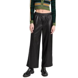 Velvet by Graham & Spencer Women's Jenna Straight Leg Leather Pants (Large, Black)