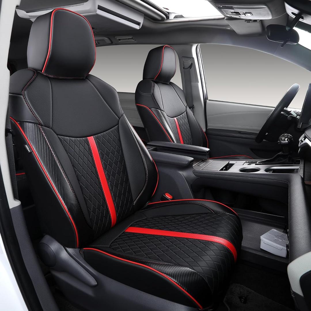 Custom Sienna Seat Covers for 2021-2026 Toyota Sienna 7-Seat, Black+Red