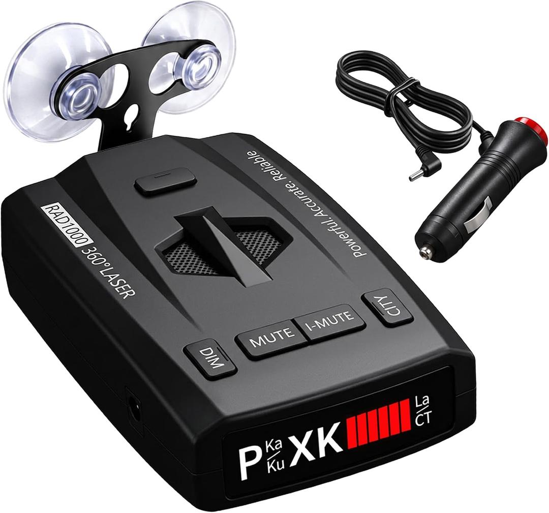 Radar Detector for Cars, Long Range Radar & Laser Detector Up to 1,100 Yards, X/K/Ka/KU/ST/CT Band Detection, DSP False Alert Filtering, Voice Alerts, RDD Stealth, City/Highway Modes, RAD