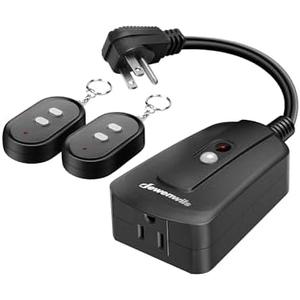DEWENWILS Remote Control Outlet with 2 Wireless Remotes, Weatherproof Remote Control Light Switch, 15 amp Heavy Duty Remote Controlled Light Switch, 100 FT, No Interference, UL Listed