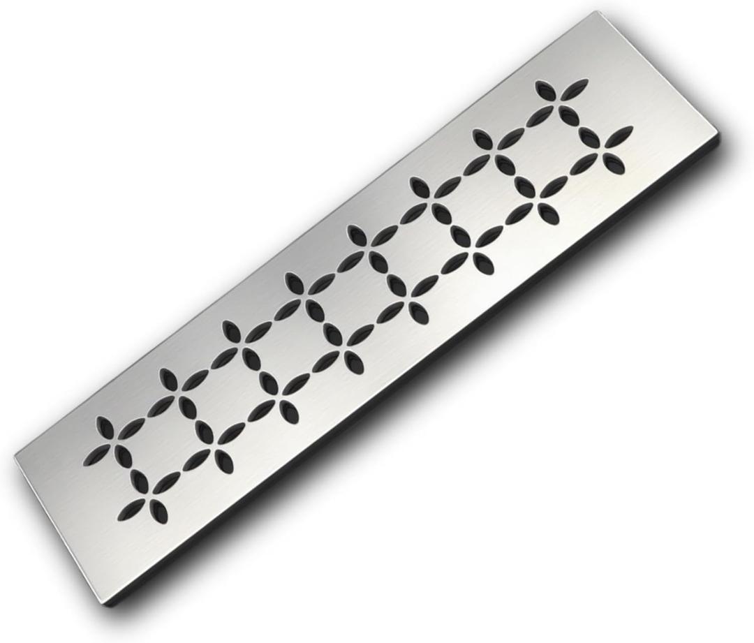 12 Inch Shower Niche Shelf 304 Stainless Steel Rectangular Bathroom Niche Shelf with Brushed Finish and Floral Design Fits Prefabricated Tile Niches Kerdi Board 1 Pack