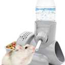 Vannon 3 in 1 Hamster Water Bottle No Drip Small Animal Water Bottle Automatic Bottle Dispenser with Food Container Base Hut and Hideout Base 4oz/120ml,Leekproof, BPA Free (Grey)